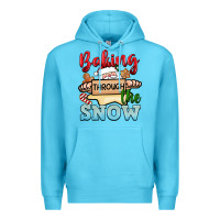 Ocean Blue Baking through the snow Premium Hoodie - NancyCooperArtShop