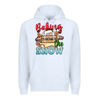 White Baking through the snow Premium Hoodie - NancyCooperArtShop