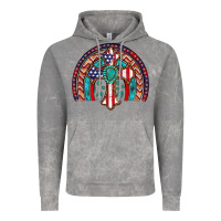 Gemstone Cross American Flag Turquoise Rainbow Vintage Hoodie | Teevron