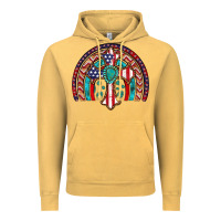 Vintage Mustard gemstone cross american flag turquoise rainbow Vintage Hoodie - Artiststas