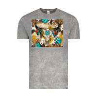 Cloud Rock cowhide leopard bull skull gemstone Vintage Tee - NancyCooperArtShop