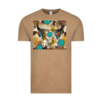 Vintage Coffee cowhide leopard bull skull gemstone Vintage Tee - NancyCooperArtShop