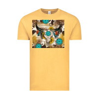 Vintage Mustard cowhide leopard bull skull gemstone Vintage Tee - NancyCooperArtShop
