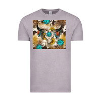 Vintage Zinc cowhide leopard bull skull gemstone Vintage Tee - NancyCooperArtShop
