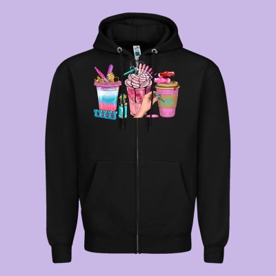 Nail Coffee Cups With Rings Bbs Zipper Hoodie Designed By Bundleandbundleshop