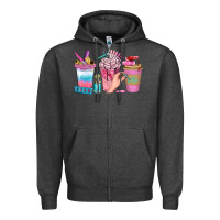Charcoal Heather Nail Coffee Cups With Rings Bbs Zipper Hoodie - BundleAndBundleShop