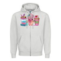 Dove Grey Nail Coffee Cups With Rings Bbs Zipper Hoodie - BundleAndBundleShop