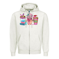 Oatmeal Heather Nail Coffee Cups With Rings Bbs Zipper Hoodie - BundleAndBundleShop