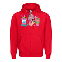 Red Nail Coffee Cups With Rings Bbs Zipper Hoodie - BundleAndBundleShop