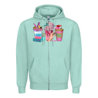 Seafoam Nail Coffee Cups With Rings Bbs Zipper Hoodie - BundleAndBundleShop