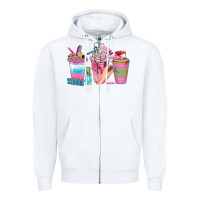 White Nail Coffee Cups With Rings Bbs Zipper Hoodie - BundleAndBundleShop