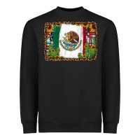Black mexican flag background with cactus and sunflower Heavyweight Sweatshirt - Jasminsmagicworld