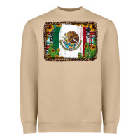 Mushroom mexican flag background with cactus and sunflower Heavyweight Sweatshirt - Jasminsmagicworld