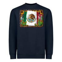 Mexican Flag Background With Cactus And Sunflower Heavyweight Sweatshirt | Teevron