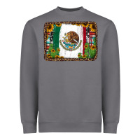 Storm mexican flag background with cactus and sunflower Heavyweight Sweatshirt - Jasminsmagicworld