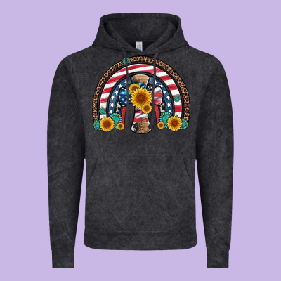 Cross American Flag Cowhide  Leopard Gemstone Rainbow Vintage Hoodie Designed By Artiststas