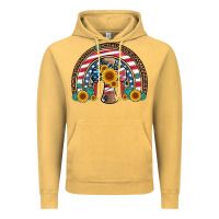 Vintage Mustard cross american flag cowhide  leopard gemstone rainbow Vintage Hoodie - Artiststas