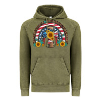 Vintage Olive cross american flag cowhide  leopard gemstone rainbow Vintage Hoodie - Artiststas