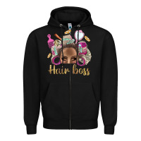 Black Hair Boss Afro Messy Bun With Money Bbs Zipper Hoodie - BundleAndBundleShop