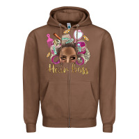 Chestnut Hair Boss Afro Messy Bun With Money Bbs Zipper Hoodie - BundleAndBundleShop