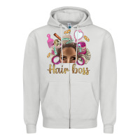 Dove Grey Hair Boss Afro Messy Bun With Money Bbs Zipper Hoodie - BundleAndBundleShop