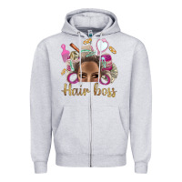 Heather Grey Hair Boss Afro Messy Bun With Money Bbs Zipper Hoodie - BundleAndBundleShop