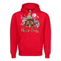 Red Hair Boss Afro Messy Bun With Money Bbs Zipper Hoodie - BundleAndBundleShop