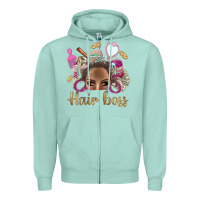 Seafoam Hair Boss Afro Messy Bun With Money Bbs Zipper Hoodie - BundleAndBundleShop