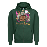 Sports Green Hair Boss Afro Messy Bun With Money Bbs Zipper Hoodie - BundleAndBundleShop