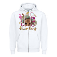 White Hair Boss Afro Messy Bun With Money Bbs Zipper Hoodie - BundleAndBundleShop