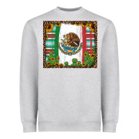 Heather Grey mexican flag background with cactus and sunflower tumbler Heavyweight Sweatshirt - Jasminsmagicworld