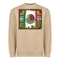 Mushroom mexican flag background with cactus and sunflower tumbler Heavyweight Sweatshirt - Jasminsmagicworld