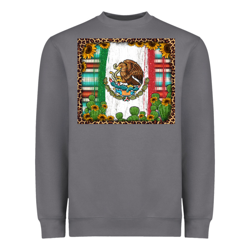 Mexican Flag Background With Cactus And Sunflower Tumbler Heavyweight Sweatshirt by Jasminsmagicworld | Teevron