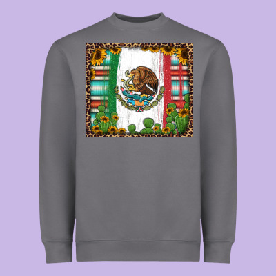 Mexican Flag Background With Cactus And Sunflower Tumbler Heavyweight Sweatshirt Designed By Jasminsmagicworld
