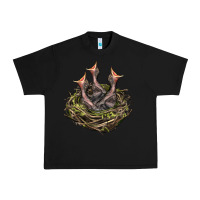 Black Bird Nest With Baby Birds Urban Heavy Tee - LillyAllenDesigns