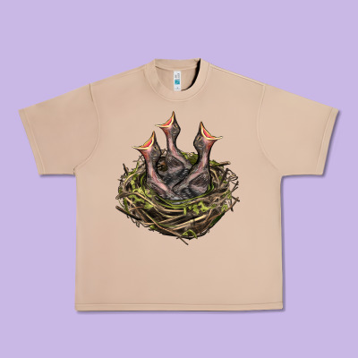 Bird Nest With Baby Birds Urban Heavy Tee Designed By Lillyallendesigns