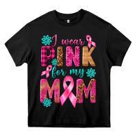 Black I Wear Pink For My Mom with Butterfly Heavy Core Tee - texasbilliewilder