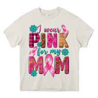 Cream I Wear Pink For My Mom with Butterfly Heavy Core Tee - texasbilliewilder