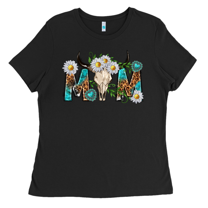 Mom With Bull Skull Ladies Tee by texasbilliewilder | Teevron
