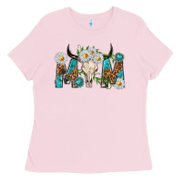 Bubblegum Pink mom with bull skull Ladies Tee - texasbilliewilder