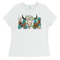 White mom with bull skull Ladies Tee - texasbilliewilder