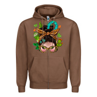 Chestnut Western  Messy Bun With Cactus Zipper Hoodie - BundleAndBundleShop