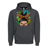 Smoke Western  Messy Bun With Cactus Zipper Hoodie - BundleAndBundleShop