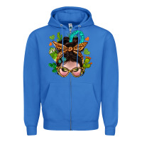 True Royal Western  Messy Bun With Cactus Zipper Hoodie - BundleAndBundleShop
