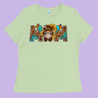 Mom With Bull Skull Ladies Tee Designed By Texasbilliewilder