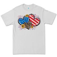 Dove Grey American Flag heart Premium Tee - CowGirlArtShop
