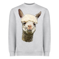 Heather Grey Alpaca Head Heavyweight Sweatshirt - LillyAllenDesigns