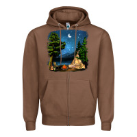 Chestnut Night Glamping Camp With Wine Zipper Hoodie - BundleAndBundleShop