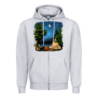 Heather Grey Night Glamping Camp With Wine Zipper Hoodie - BundleAndBundleShop