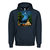 Navy Night Glamping Camp With Wine Zipper Hoodie - BundleAndBundleShop